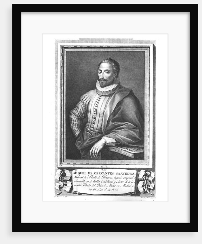 Portrait of Miguel de Cervantes Saavedra engraved by Fernando Selma by Gregorio (after) Ferro
