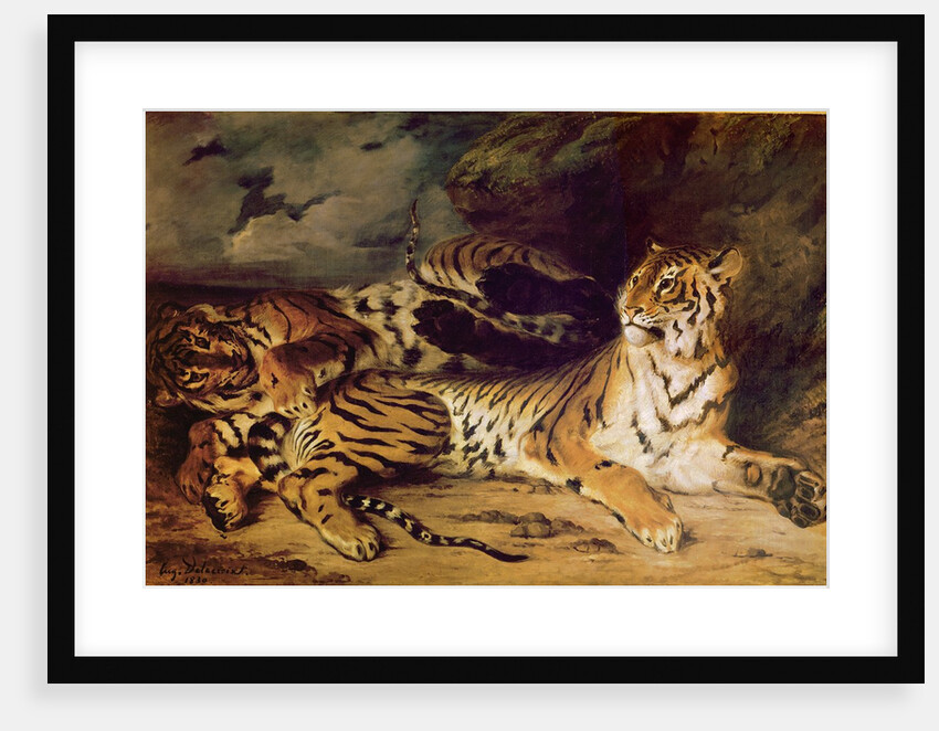 Young tiger playing with his mother, 1830 by Ferdinand Victor Eugene Delacroix