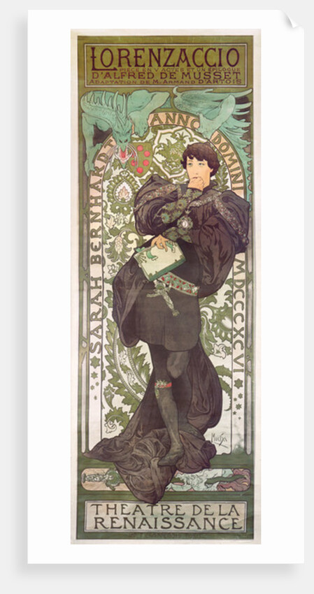 Poster for the Lorenzaccio play at the Théâtre de la Renaissance, 1896 by Alphonse Marie Mucha