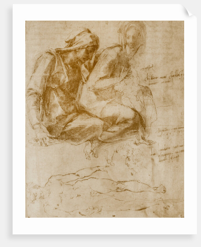 Saint Anne, the Virgin and Child and a study of a nude man by Michelangelo Buonarroti