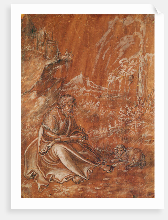 Saint John the Baptist seated in a Mountainous Landscape by Lucas the Elder Cranach