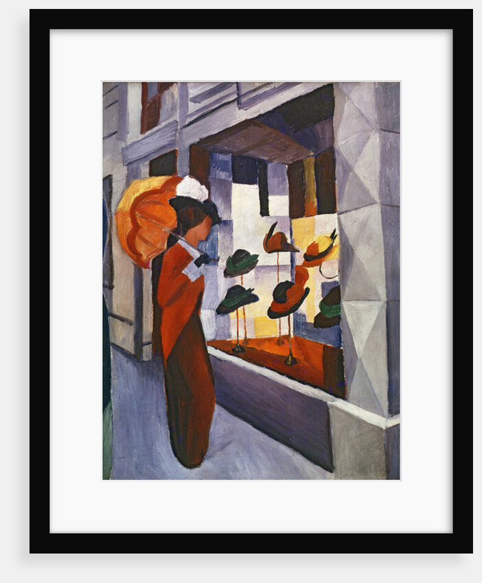 Woman with Umbrella in Front of a Hat Shop, 1914 by August Macke