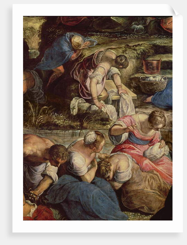 The Gathering of Manna, central detail: sewing woman by Jacopo Robusti Tintoretto