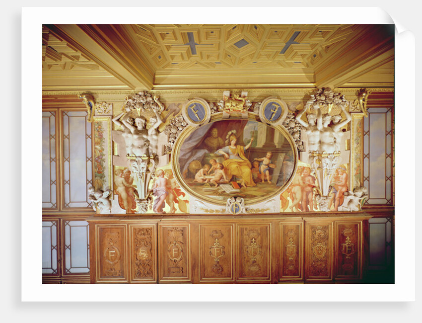 Galerie François I, Fresco depicting 'La Nymphe de Fontainebleau', after Rosso Fiorentino, Giovanni Battista, 1860 by Louis Charles Auguste Couder