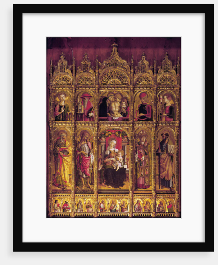 Altarpiece of St Emidio, polyptych: The Pieta and the Virgin with Child between the Saints, c. 1430-95 by Carlo Crivelli