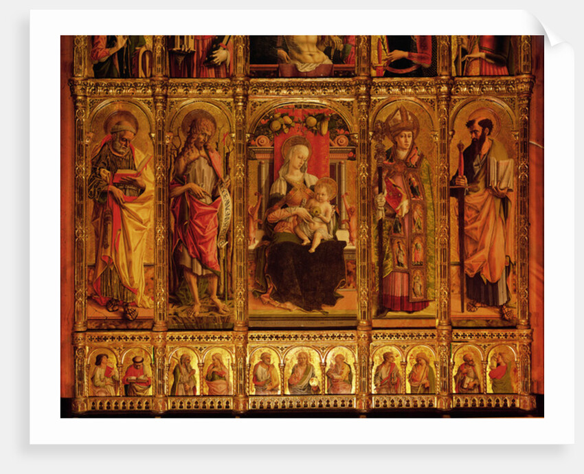 Altarpiece of St Emidio, polyptych, detail of the the Virgin and the Saints, 1473 by Carlo Crivelli