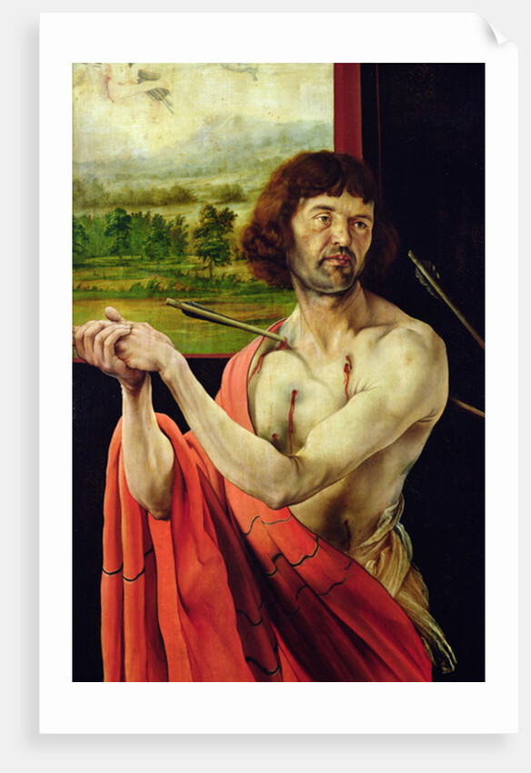 Detail of Saint Sebastien and landscape from the Isenheim altarpiece, inner wing, c.1512-16, by Matthias Grunewald