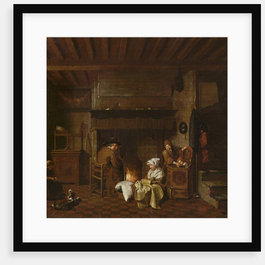 Interior scene, next to the chimney by Jan Josef the Elder Horemans