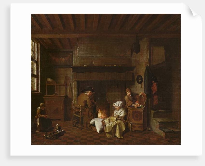 Interior scene, next to the chimney by Jan Josef the Elder Horemans