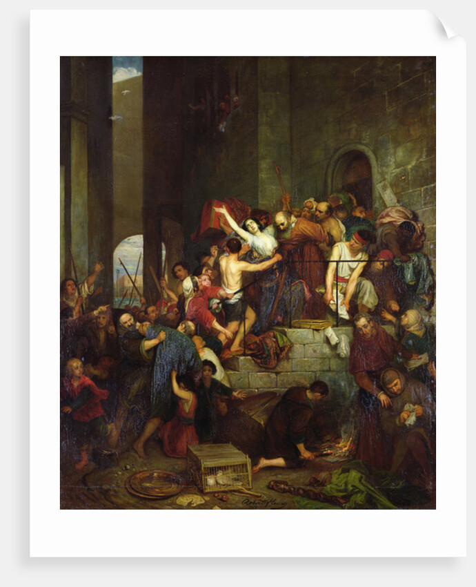 The looting of a house on the Venetian island of Guidecca during the middle ages, 1855, by Joseph-Nicolas Robert-Fleury