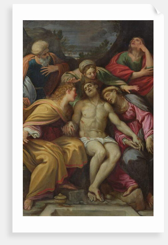 Lamentation of Christ with St John, Mary Magdalene, Mary-Salomé, Joseph of Arimathea and the Virgin by Francesco Albani