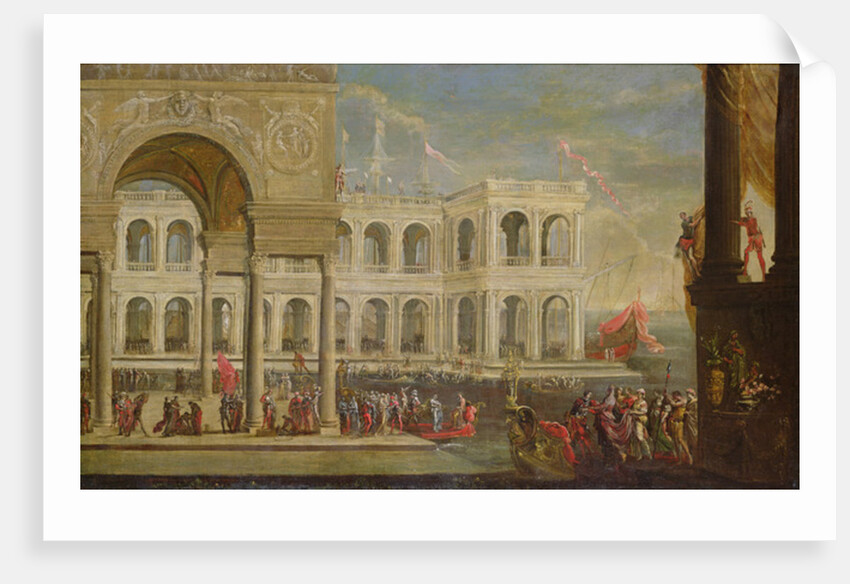 View of the Palace and Queen Joanna I of Naples by Italian School