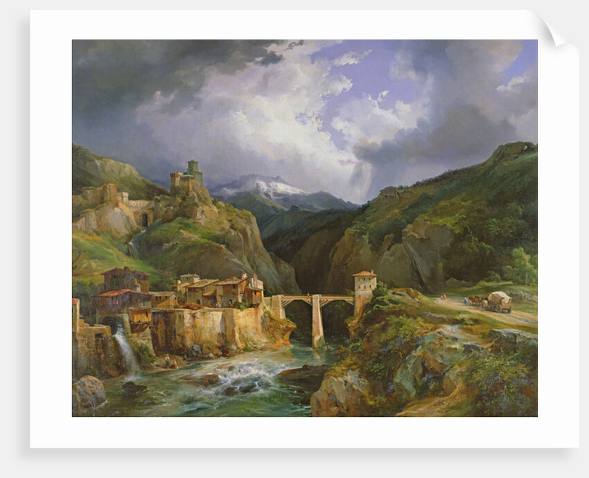 Village and Bridge of Crevola on the road from Simplon to Domodossola, 1832 by Jean Charles Joseph Remond