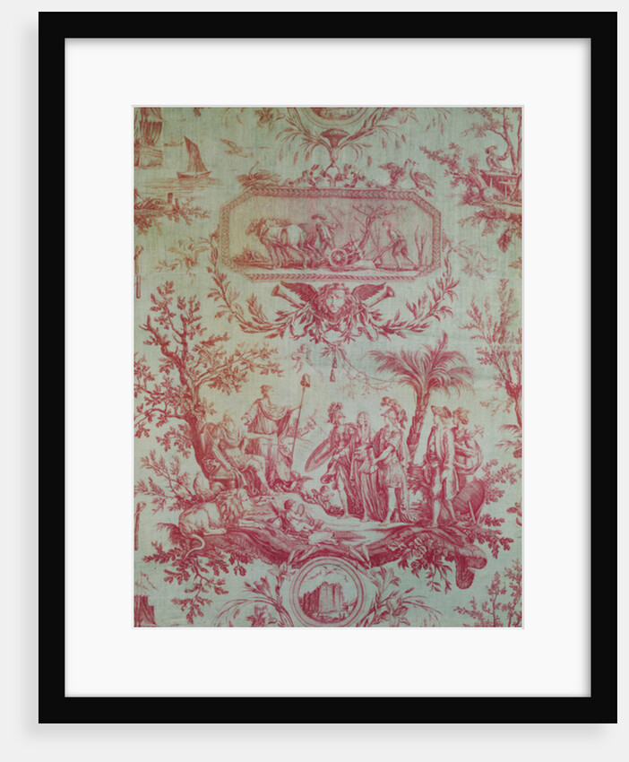 Toile de Jouy, Illustrating an Allegory of Louis XVI, King of France, restorer of liberty in February 1790 by French School