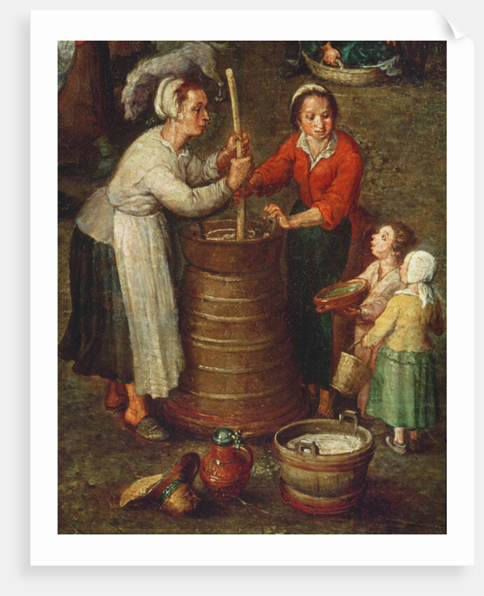 Country Life, detail of peasants churning milk by Jan the Elder Brueghel