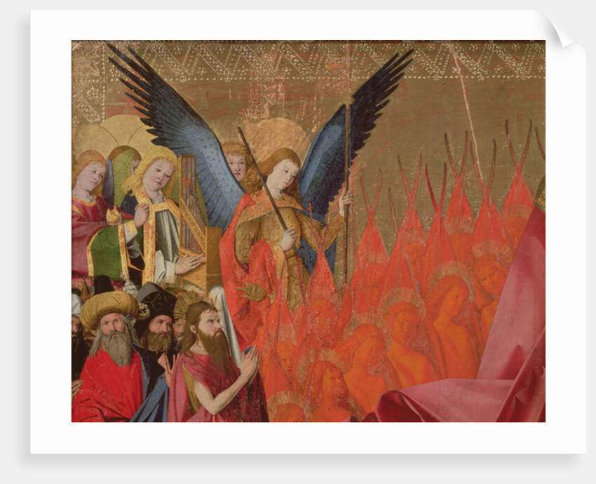 Angels and elected officials, detail of the Coronation of the Virgin, 1453-54 by Enguerrand Quarton