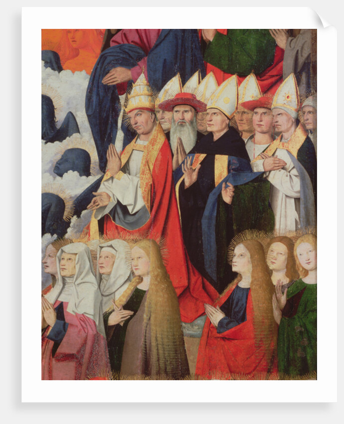 Prelates and saints, detail of the Coronation of the Virgin, 1453-54 by Enguerrand Quarton