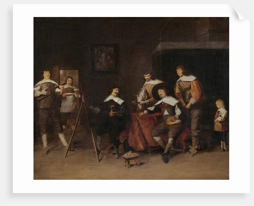 An artist painting the portrait of a young lord in Antwerp by Joos van Craesbeeck