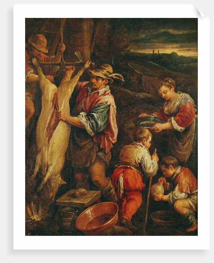 A Peasant Skinning a Pork by Francesco Bassano