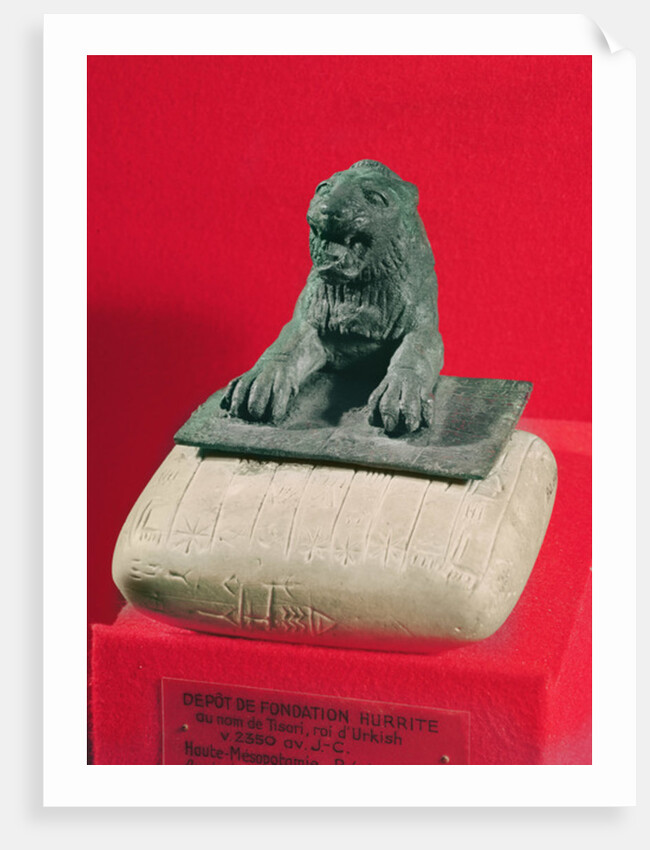Lion holding a Hurrian foundation tablet of King Tish-atal of Urkesh and Nawar, c.2150 BC by Hurrian Hurrian