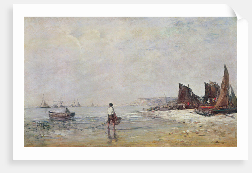 Fisherman in Villerville, Low Tide by Eugene Louis Boudin