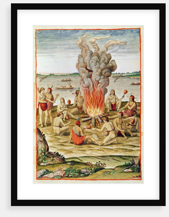 Admiranta Narratio, the Celebration of a Victory around a Fire, 1585-88 by Theodor de Bry