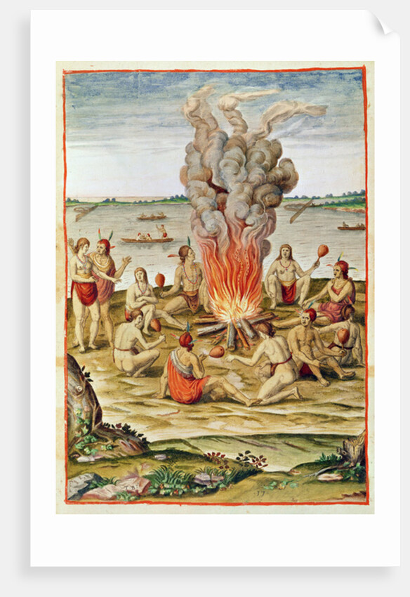 Admiranta Narratio, the Celebration of a Victory around a Fire, 1585-88 by Theodor de Bry