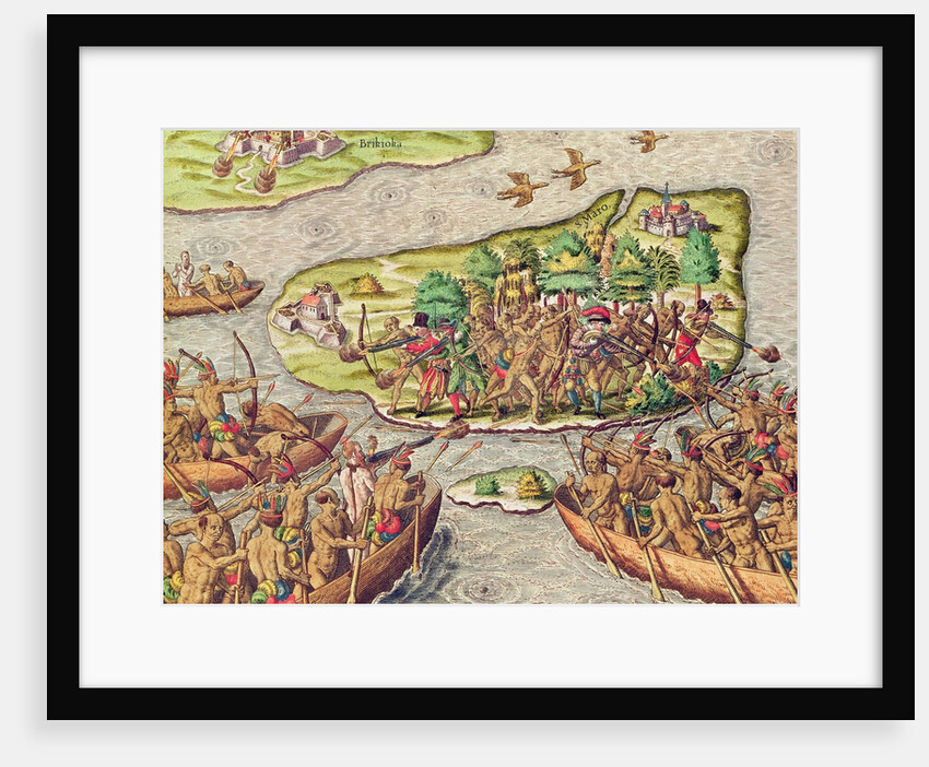 Hans Staden is captured by native Americans in Brazil by Theodor de Bry