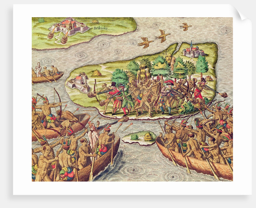 Hans Staden is captured by native Americans in Brazil by Theodor de Bry