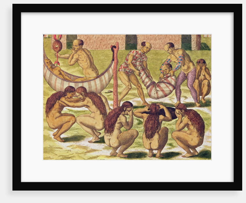 Americae Tertia Pars, The little King Pipo Jep Wasu returns home sick, 1562 by Theodor de Bry