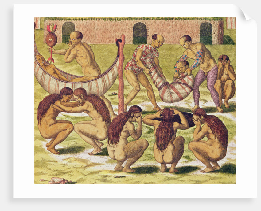 Americae Tertia Pars, The little King Pipo Jep Wasu returns home sick, 1562 by Theodor de Bry