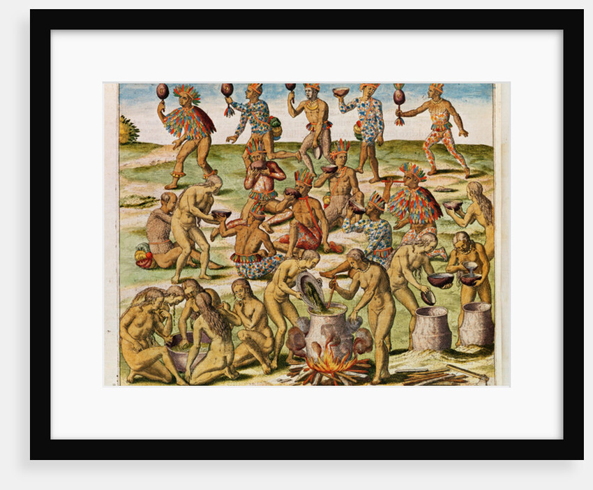 Navigatio in Brasiliam Americae, Preparation of a Beverage made of Corn and Wheat, 1563 by Theodor de Bry