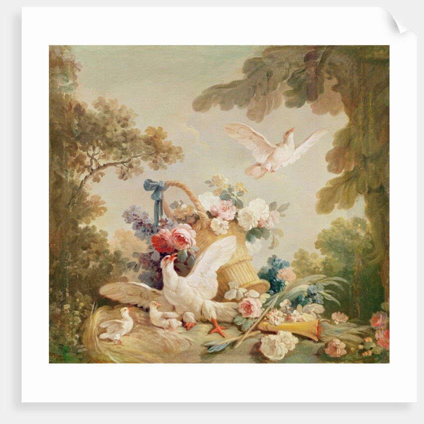 Salon of the Print-maker Gilles Demarteau, above the door: columns, a basket of roses and a torch by Jean-Baptiste Huet