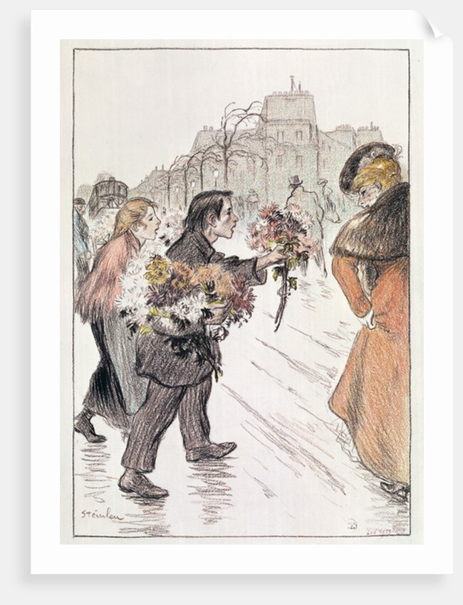 Florists walking around the outer Boulevards by Theophile Alexandre Steinlen
