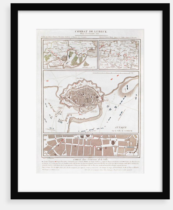Map of combat at the Battle of Lubeck, showing positions of the French, Prussian, Swedish and Danish armies by French School
