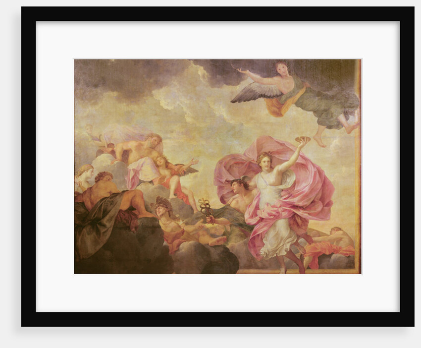 Ceiling of the Hôtel de l'Abbé de La Rivière: Mercury abducting Psyche to Mount Olympus, 1653 by Charles Le Brun