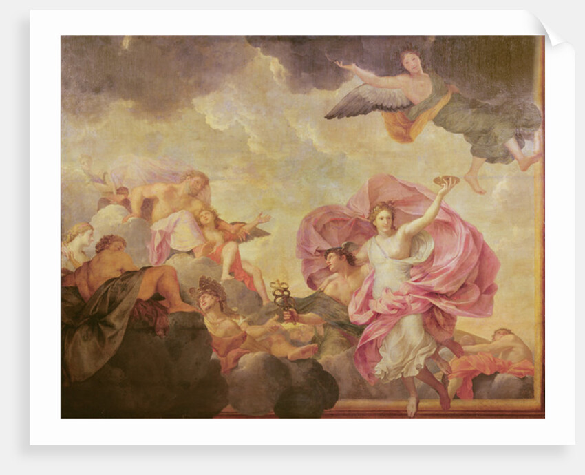 Ceiling of the Hôtel de l'Abbé de La Rivière: Mercury abducting Psyche to Mount Olympus, 1653 by Charles Le Brun