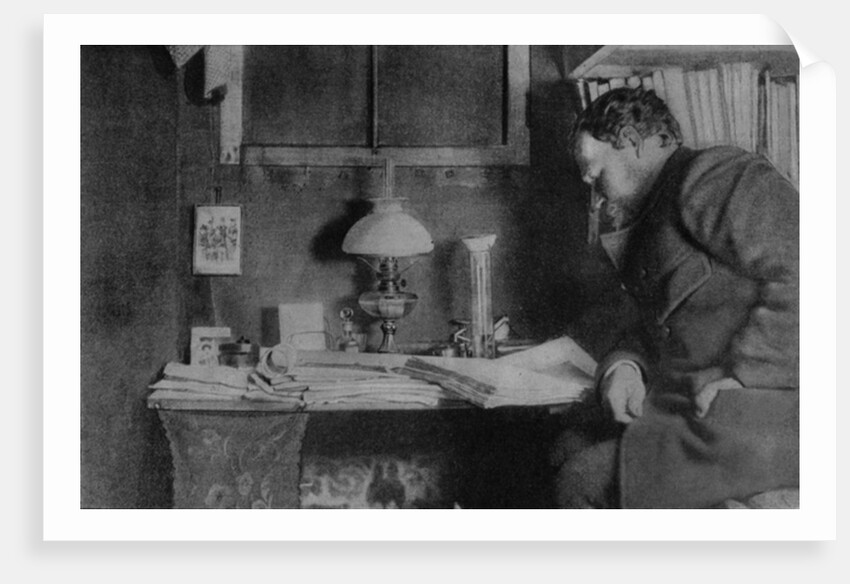 Otto Nordenskjöld at his desk, Snow Hill, Antarctica, 1901-03 by Anonymous