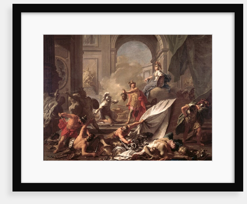 Perseus, under the protection of Minerva, turns Phineus to stone by brandishing the head of Medusa by Jean-Marc Nattier