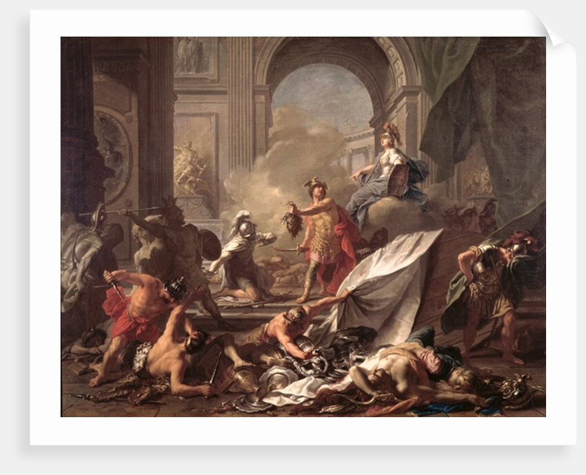 Perseus, under the protection of Minerva, turns Phineus to stone by brandishing the head of Medusa by Jean-Marc Nattier