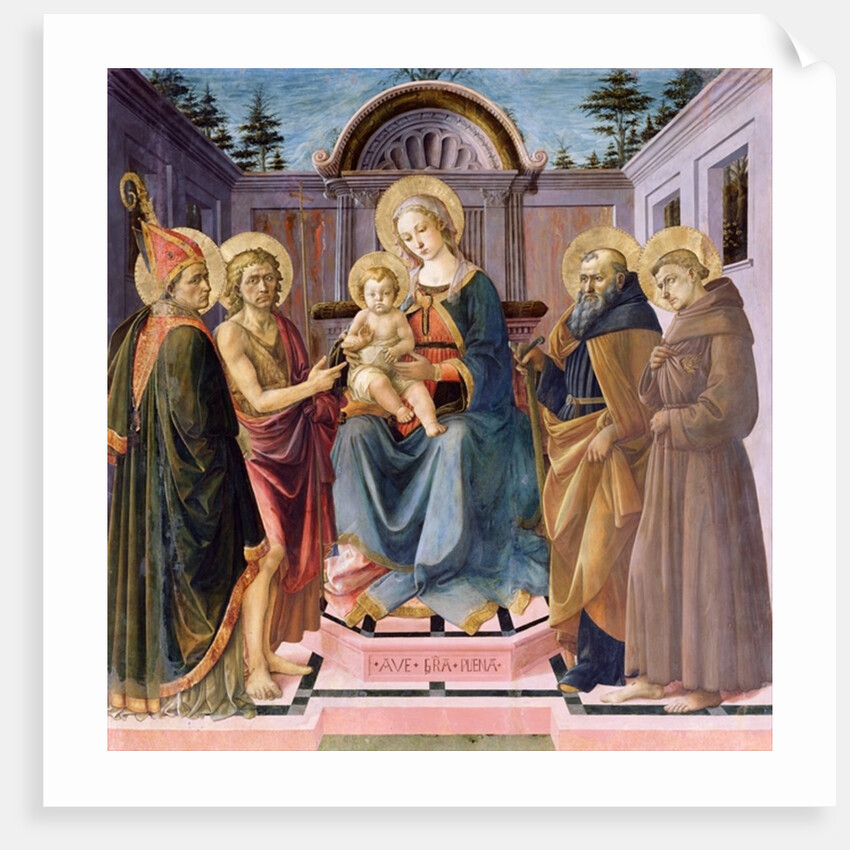 Madonna and Child Enthroned with SS. Zenobius, John the Baptist, Anthony Abbot and Francis by Francesco di Stefano Pesellino