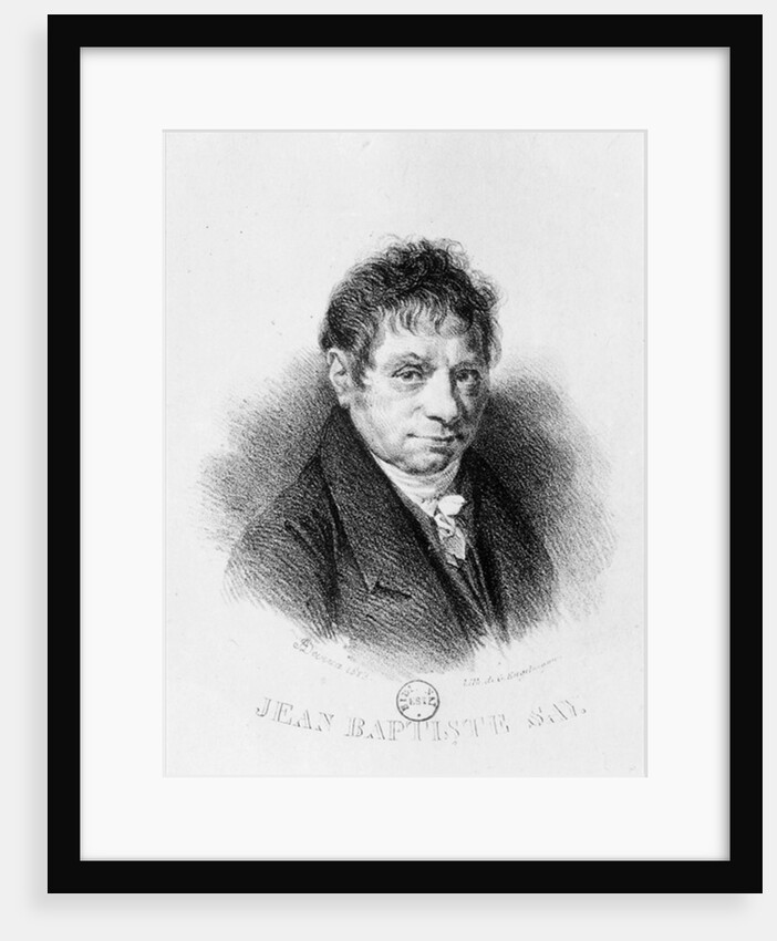 Portrait of Jean Baptiste Say engraved by Godefroy Engelmann by Achille Deveria