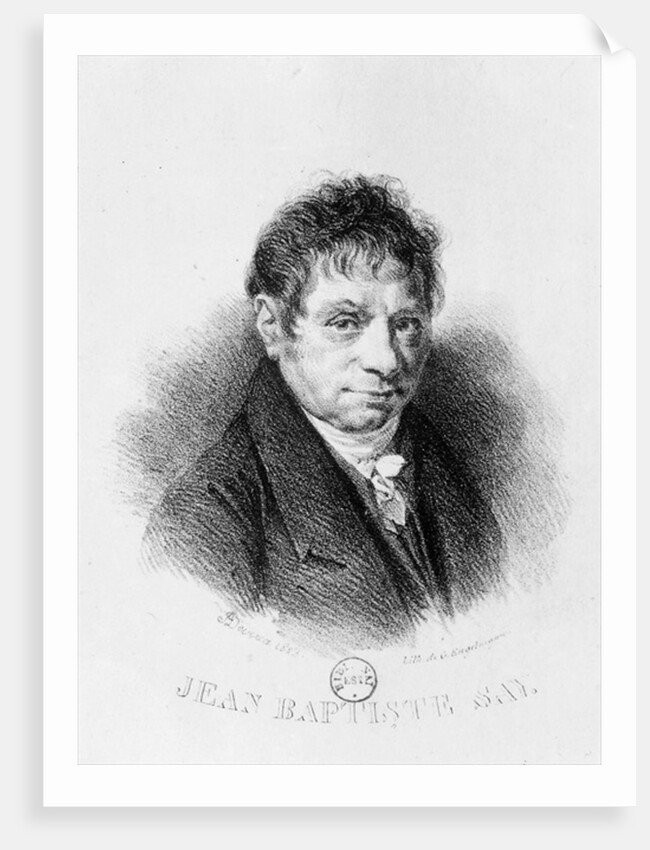 Portrait of Jean Baptiste Say engraved by Godefroy Engelmann by Achille Deveria