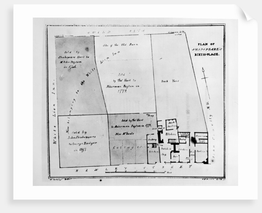 Plan of Shakespeare's Birthplace by W. Heming