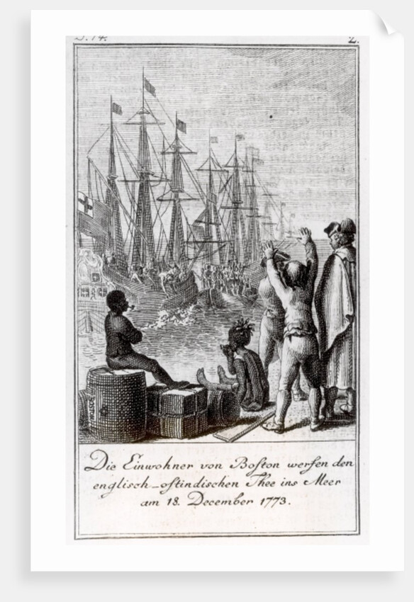 The Inhabitants of Boston Throw English-East Indian Tea in the Sea, 18 December 1773 by German School