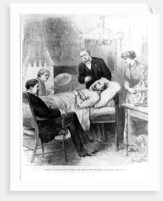 President Garfield Lying Wounded in his Room at the White House, Washington by American School