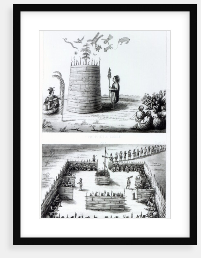 The Prophet's Lodge and Medawisos from a book by Henry Schoolcraft by J. C. Tidball