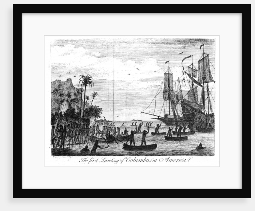The First Landing of Columbus at America by English School