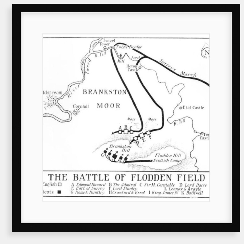 Plan of the Battle of Flodden Field in 1513 by School English