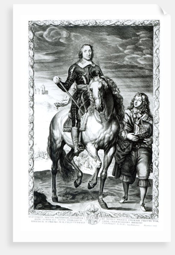 Equestrian portrait of Oliver Cromwell engraved by Pierre Lombart by Anthony van Dyck
